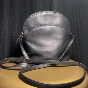 Vintage TALBOTS Black Genuine Leather Crossbody | Adjustable Strap